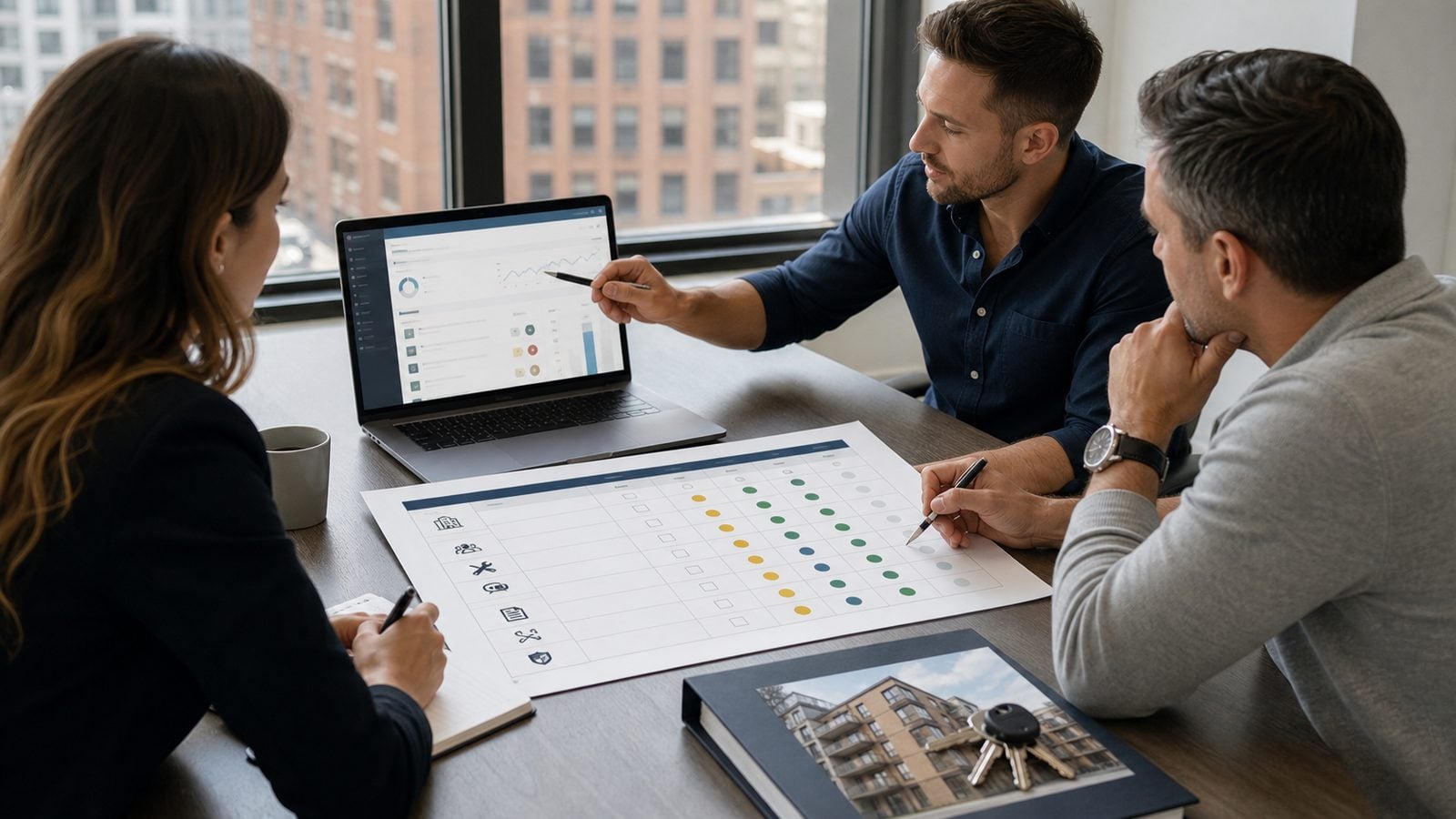 Property team using a scorecard during a software demonstration