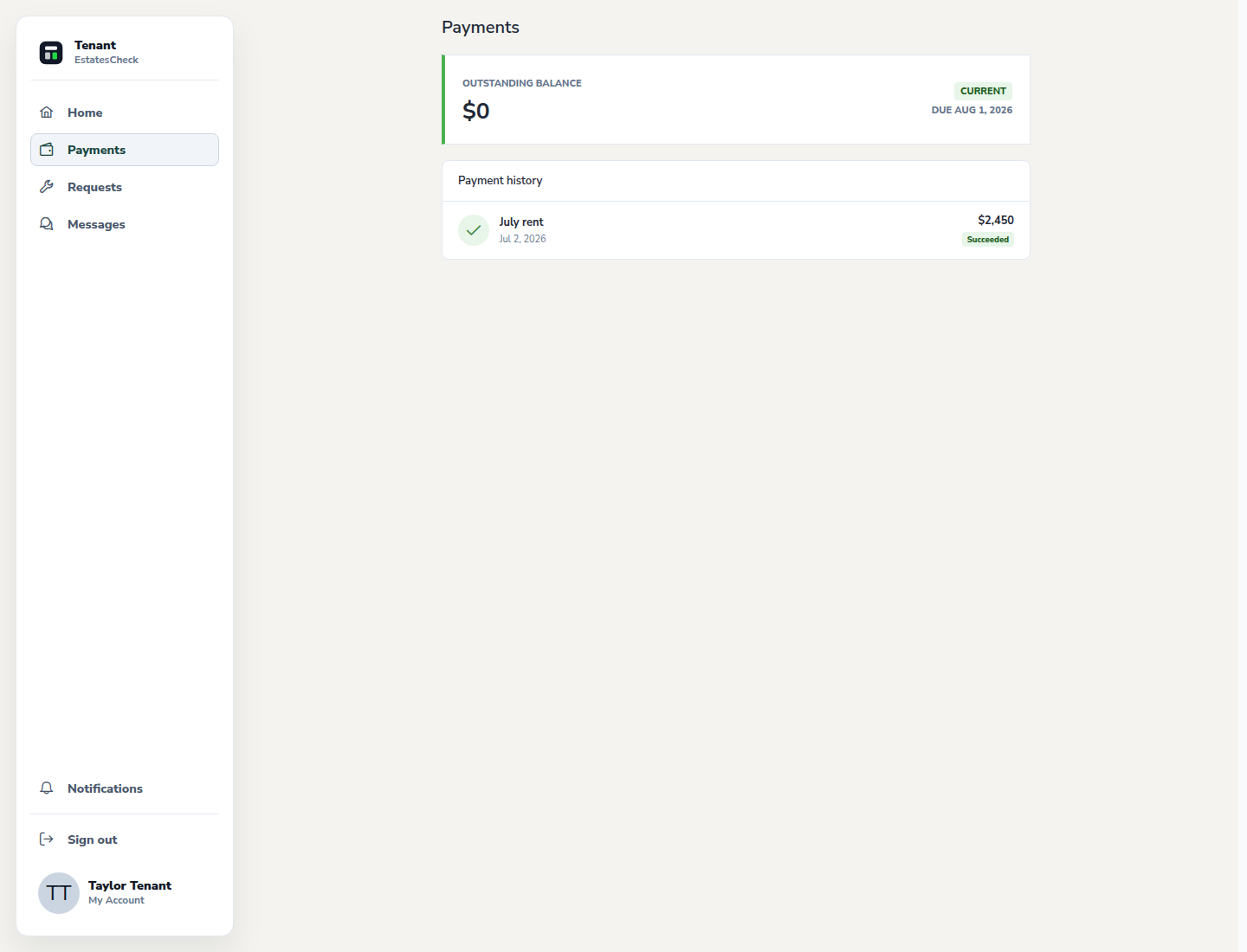 Tenant rent pickup options with safe sample appointment times.